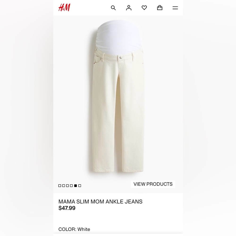 H&M Women's Cream Straight Leg Jeans